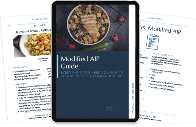 ebook PDF on ipad titled Modified AIP Guide with two excerpts of pages shown around it